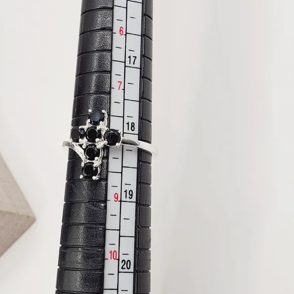 Thai Black Spinel Cross Ring in 925 Sterling Silver 1.00 ctw